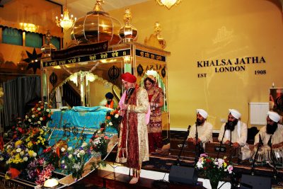 Sikh wedding ceremony at the Khalsa Jatha Gurdwara in London