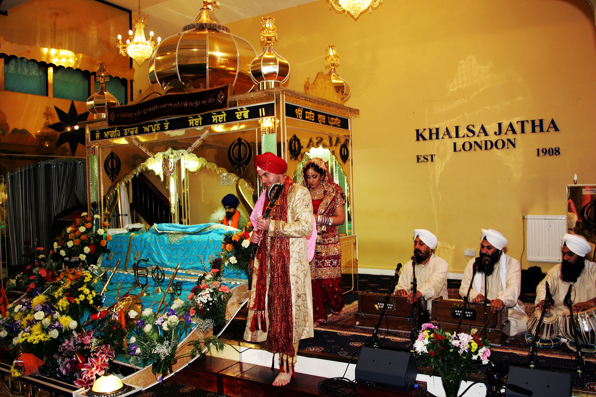 Sikh wedding ceremony at the Khalsa Jatha Gurdwara in London